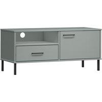 Vidaxl Tv Cabinet With Metal Legs Grey Solid Wood Pine Oslo, Grey