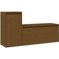 Vidaxl Tv Cabinets 2 Pcs Honey Brown Solid Wood Pine, Brown