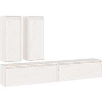 Vidaxl Tv Cabinets 4 Pcs White Solid Wood Pine, White