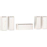 Vidaxl Tv Cabinets 5 Pcs White Solid Wood Pine, White