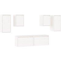 Vidaxl Tv Cabinets 6 Pcs White Solid Wood Pine, White