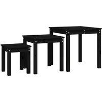Vidaxl Nesting Tables 3 Pcs Black Solid Wood Pine, Black
