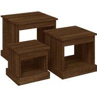 Vidaxl Nesting Tables 3 Pcs Brown Oak Engineered Wood, Brown