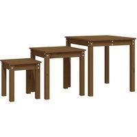Vidaxl Nesting Tables 3 Pcs Honey Brown Solid Wood Pine, Brown