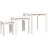 Vidaxl Nesting Tables 3 Pcs White Solid Wood Pine, White