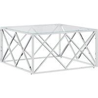 Vidaxl Coffee Table 80X80X40 Cm Stainless Steel And Glass, Silver