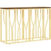 Vidaxl Console Table Gold Stainless Steel And Solid Wood Reclaimed, Gold