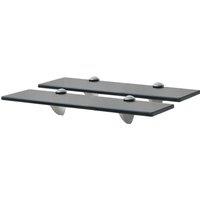 Vidaxl Floating Shelves 2 Pcs Glass 40X20 Cm 8 Mm, Black