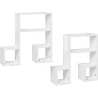 Vidaxl Wall Shelf 2 Pcs High Gloss White 50X15X50 Cm Engineered Wood, White