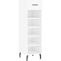 Vidaxl Shoe Cabinet High Gloss White 30X35X105 Cm Engineered Wood, White