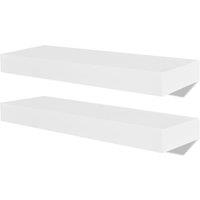 Vidaxl 2 White Mdf Floating Wall Display Shelves Book Dvd Storage, White