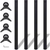 Vidaxl 4 Height Adjustable Table Legs Black 870 Mm, Black