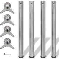 Vidaxl 4 Height Adjustable Table Legs Brushed Nickel 710 Mm, Silver