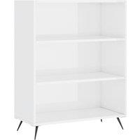 Vidaxl Bookcase High Gloss White 69.5X32.5X90 Cm Engineered Wood, Grey