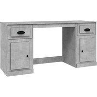 Vidaxl Desk With Cabinet Concrete Grey Engineered Wood, Grey