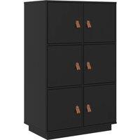 vidaXL Highboard Black 67x40x108.5 cm Solid Wood Pine, Black