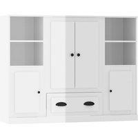 Vidaxl Highboards 3 Pcs High Gloss White Engineered Wood, White