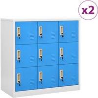 Vidaxl Locker Cabinets 2 Pcs Light Grey And Blue 90X45X92.5 Cm Steel, Grey