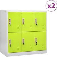 Vidaxl Locker Cabinets 2 Pcs Light Grey And Green 90X45X92.5 Cm Steel, Grey