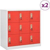 Vidaxl Locker Cabinets 2 Pcs Light Grey And Red 90X45X92.5 Cm Steel, Grey