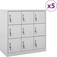 Vidaxl Locker Cabinets 5 Pcs Light Grey 90X45X92.5 Cm Steel, Grey