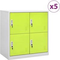Vidaxl Locker Cabinets 5 Pcs Light Grey And Green 90X45X92.5 Cm Steel, Grey