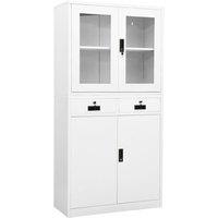 Vidaxl Office Cabinet White 90X40X180 Cm Steel And Tempered Glass, White