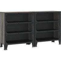 Vidaxl Storage Cabinets 2 Pcs Grey 72X36X82 Cm Metal And Mdf, Grey