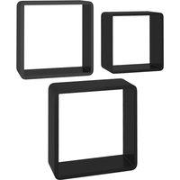 Vidaxl Wall Cube Shelves 3 Pcs Black Mdf, Black