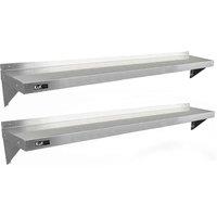 Monster Shop 2 X KUKoo Stainless Steel Shelves 1940Mm X 300Mm, Silver