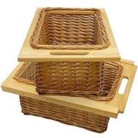 Monster Shop 2 X Pull Out Wicker Kitchen Baskets 400Mm, Brown