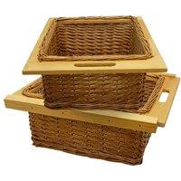 Monster Shop 2 X Pull Out Wicker Kitchen Baskets 500Mm, Brown