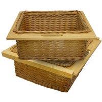 Monster Shop 2 X Pull Out Wicker Kitchen Baskets 600Mm, Brown