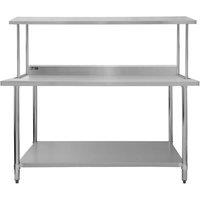 Monster Shop 6Ft Catering Bench With Single Over-shelf, Silver