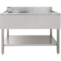 Monster Shop KUKoo Stainless Steel Catering Sink - Right Hand Drainer, Silver