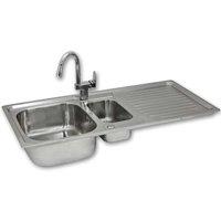 Monster Shop Premium Stainless Steel Kitchen Sink & Confetti Tap, Silver