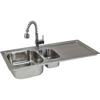 Monster Shop Premium Stainless Steel Kitchen Sink & Padstow Tap, Silver
