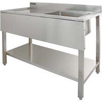 Monster Shop Science Lab Laboratory Sink Stainless Steel Single Bowl 1.0 Left Hand Drainer, Silver