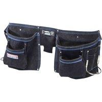 Faithfull Suede Double Tool & Nail Pouch, Black