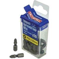 Faithfull Screwdriver Bits Impact(20) Pz2 X 25Mm, Silver