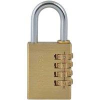 Faithfull Padlock Brass Combination Lock 38Mm, Gold
