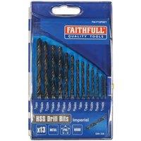 Faithfull Hss Drill Set(13)1/16-1/4 X 1/64, Multi