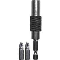Faithfull 15 Flexi Bit Holder 75Mm & 2X Pz2 Bits, Silver