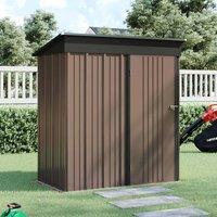 Garden Sanctuary 5 X 3 Ft Rustic Brown Metal Garden Tool Shed With Sloping Rooftop, Brown