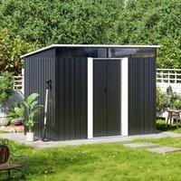 Garden Sanctuary 4 X 8.5 Ft Black Steel Storage Shed With Sliding Doors, Black