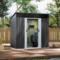 Gardensanctuary 4.0 X 6.4 Ft Black Galvanized Steel Storage Shed With Acrylic Windows