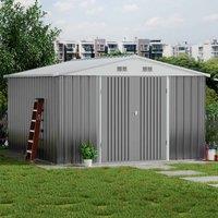 Garden Sanctuary 12 X 10 Ft Heavy-duty Shelving Metal Storage Shed, Grey