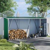 Garden Sanctuary 2.7 X 10.9 Ft Green Zinc Steel Log Garden Storage Shed, Green