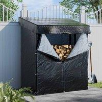 Garden Sanctuary 2.3 X 4.4 Ft Black Expertly Welded Metal Tube Firewood Rack, Black