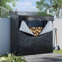 Garden Sanctuary 2.3 X 6.1 Ft Black Expertly Welded Metal Tube Firewood Rack, Black